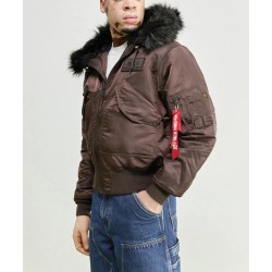 ALPHA IND. JAKNA 45P HOODED CUSTOM Hunter Brown