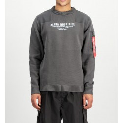 ALPHA IND. MILITARY KNIT PULLOVER Vintage Grey