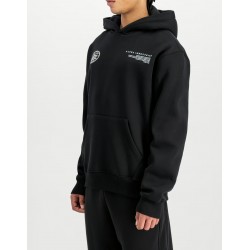 ALPHA IND. WORLD LOGO METALLIC BACKPRINT HOODY Black