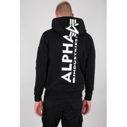 ALPHA IND. BACK PRINT ZIP HOODY Black