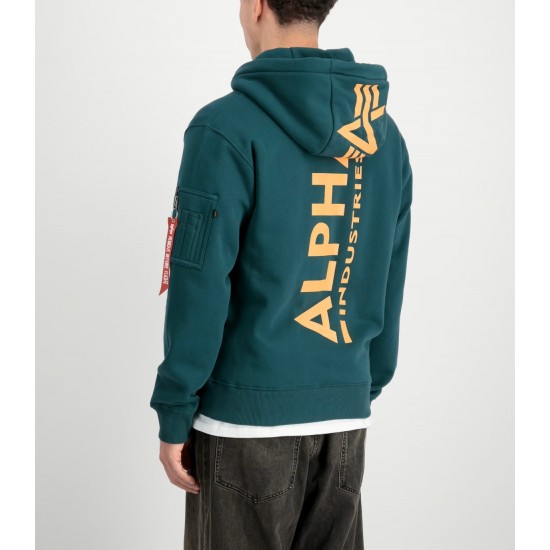 ALPHA IND. BACK PRINT ZIP HOODY Force Green