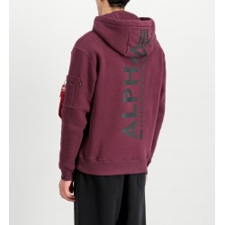 ALPHA IND. BACK PRINT HOODY Dark Cherry