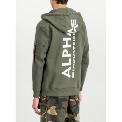 ALPHA IND. BACK PRINT ZIP HOODY Dark Olive