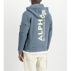 ALPHA IND. BACK PRINT ZIP HOODY Denim Blue