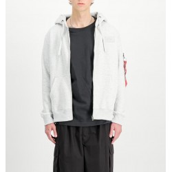 ALPHA IND. BACK PRINT ZIP HOODY Pastel Grey Melange