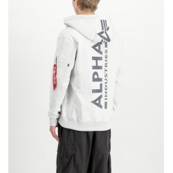ALPHA IND. BACK PRINT ZIP HOODY Pastel Grey Melange