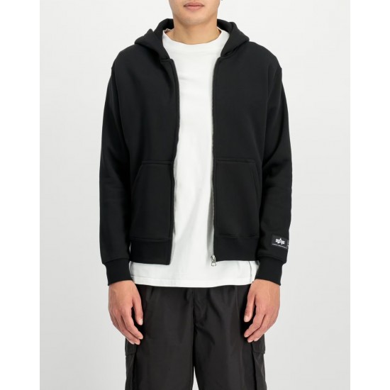ALPHA IND. LABEL BACK PRINT ZIP HOODY Black