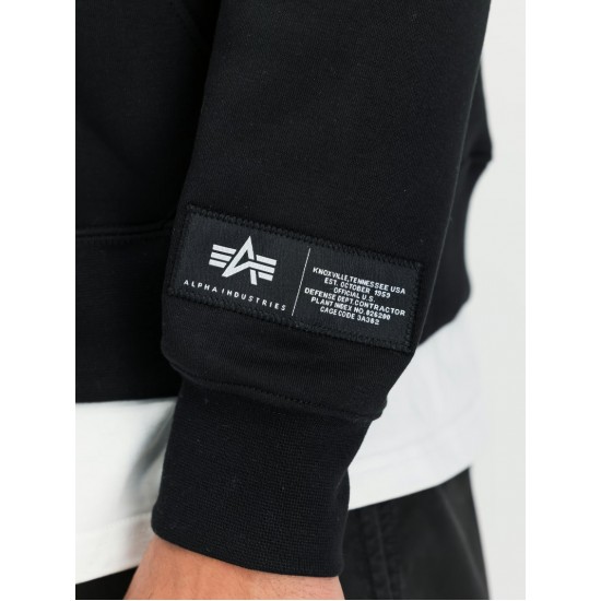 ALPHA IND. LABEL BACK PRINT ZIP HOODY Black