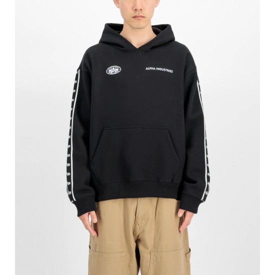 ALPHA IND. LOGO TRACK TAPE HOODY Black