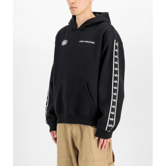 ALPHA IND. LOGO TRACK TAPE HOODY Black