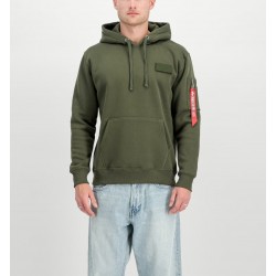 ALPHA IND. RED STRIPE HOODY Dark Green