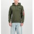 ALPHA IND. RED STRIPE HOODY Dark Green