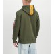 ALPHA IND. RED STRIPE HOODY Dark Green