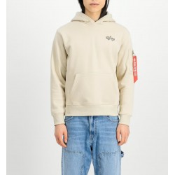 ALPHA IND. SIGNATURE BACK PRINT HOODY Vintage White