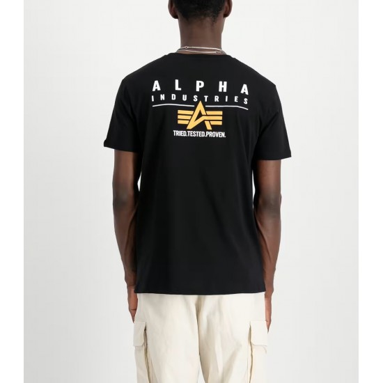 ALPHA IND. PUFF PRINT LOGO BP T Black ALPHA IND. PUFF PRINT LOGO BP T Black