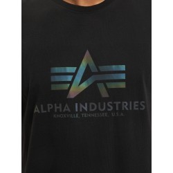 ALPHA IND. BASIC T-SHIRT Rainbow Reflective/Black