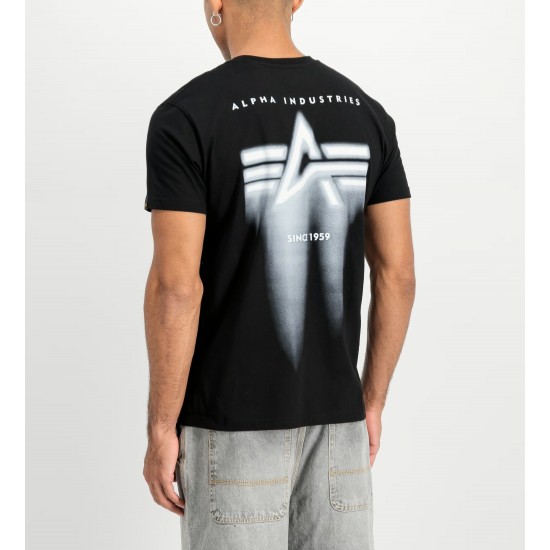 ALPHA IND. SPRAY PRINT T-SHIRT Black/White