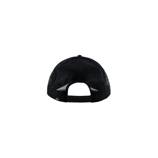 ALPHA IND. LABEL TRUCKER CAP Black