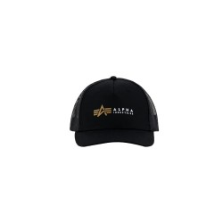 ALPHA IND. LABEL TRUCKER CAP Black