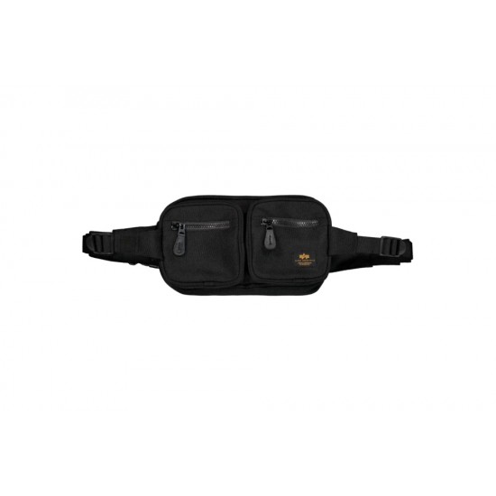 ALPHA IND. LABEL WAIST BAG Black ALPHA IND. LABEL WAIST BAG Black