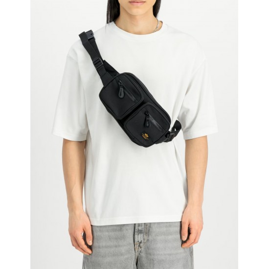 ALPHA IND. LABEL WAIST BAG Black ALPHA IND. LABEL WAIST BAG Black