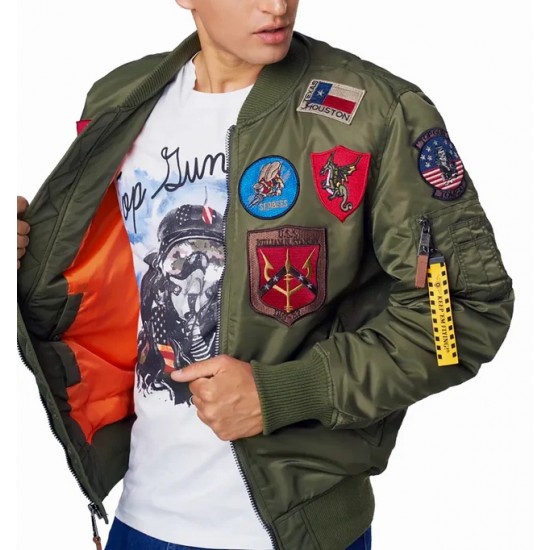 TOP GUN JAKNA MA-1 BOMBER PATCHES Olive