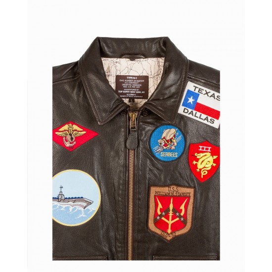 TOP GUN 1 G-1 WITH PATCHES Brown